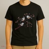 Bird Watching Nature Animal Vintage Blossom Chickadee T-Shirt thumb 3