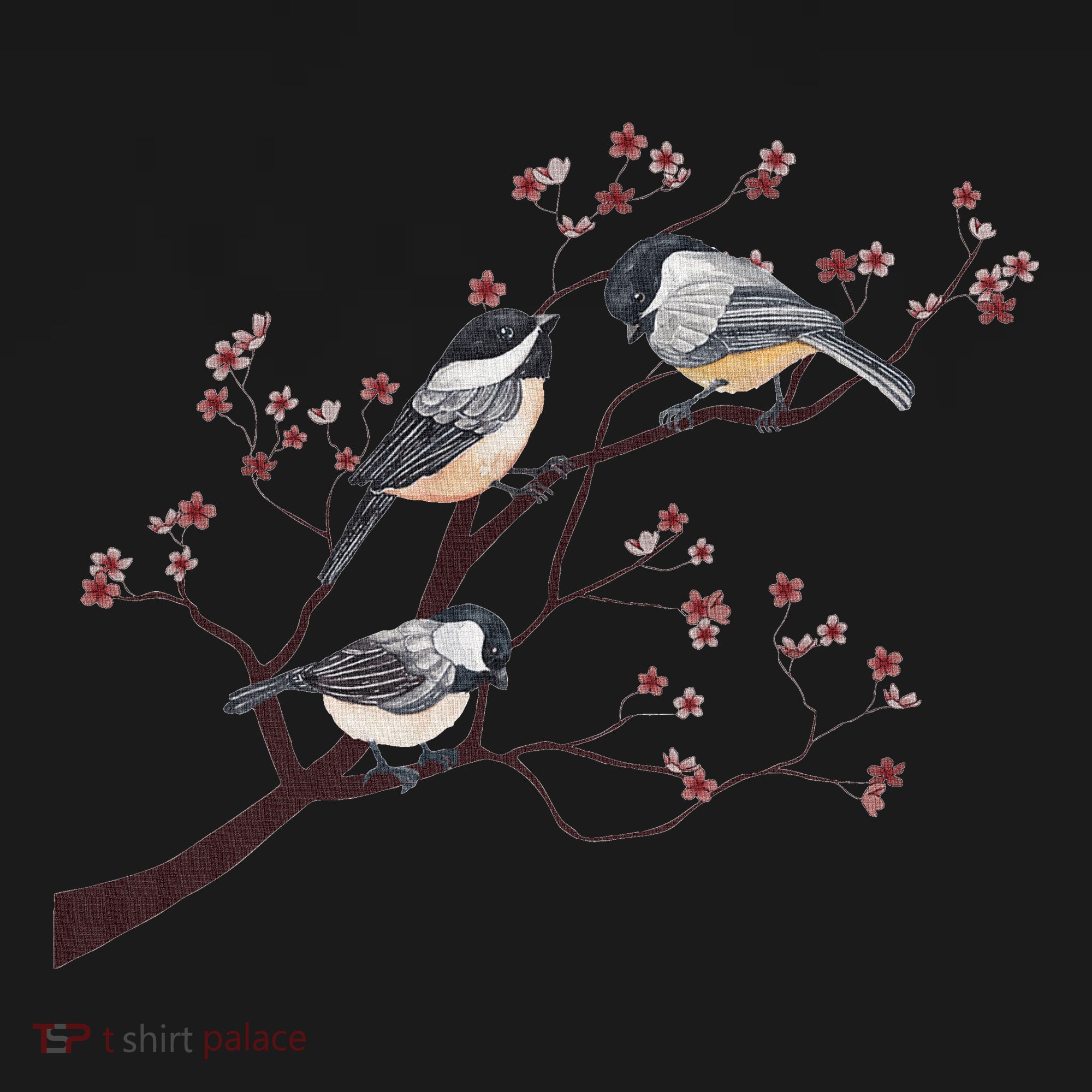Bird Watching Nature Animal Vintage Blossom Chickadee T-Shirt