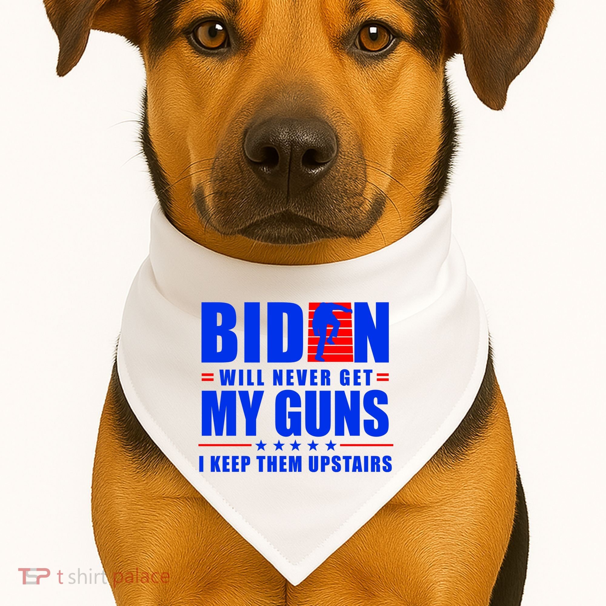 Biden Will Never Take My Guns Away I Keep Them Upstairs USA-Made Doggie Bandana