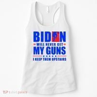 Biden Will Never Take My Guns Away I Keep Them Upstairs Women's Tank Top thumb 0