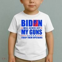 Biden Will Never Take My Guns Away I Keep Them Upstairs Toddler T-Shirt thumb 2