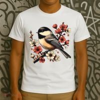 Bird Watching Nature Animal Vintage Blossom Chickadee T-Shirt thumb 3