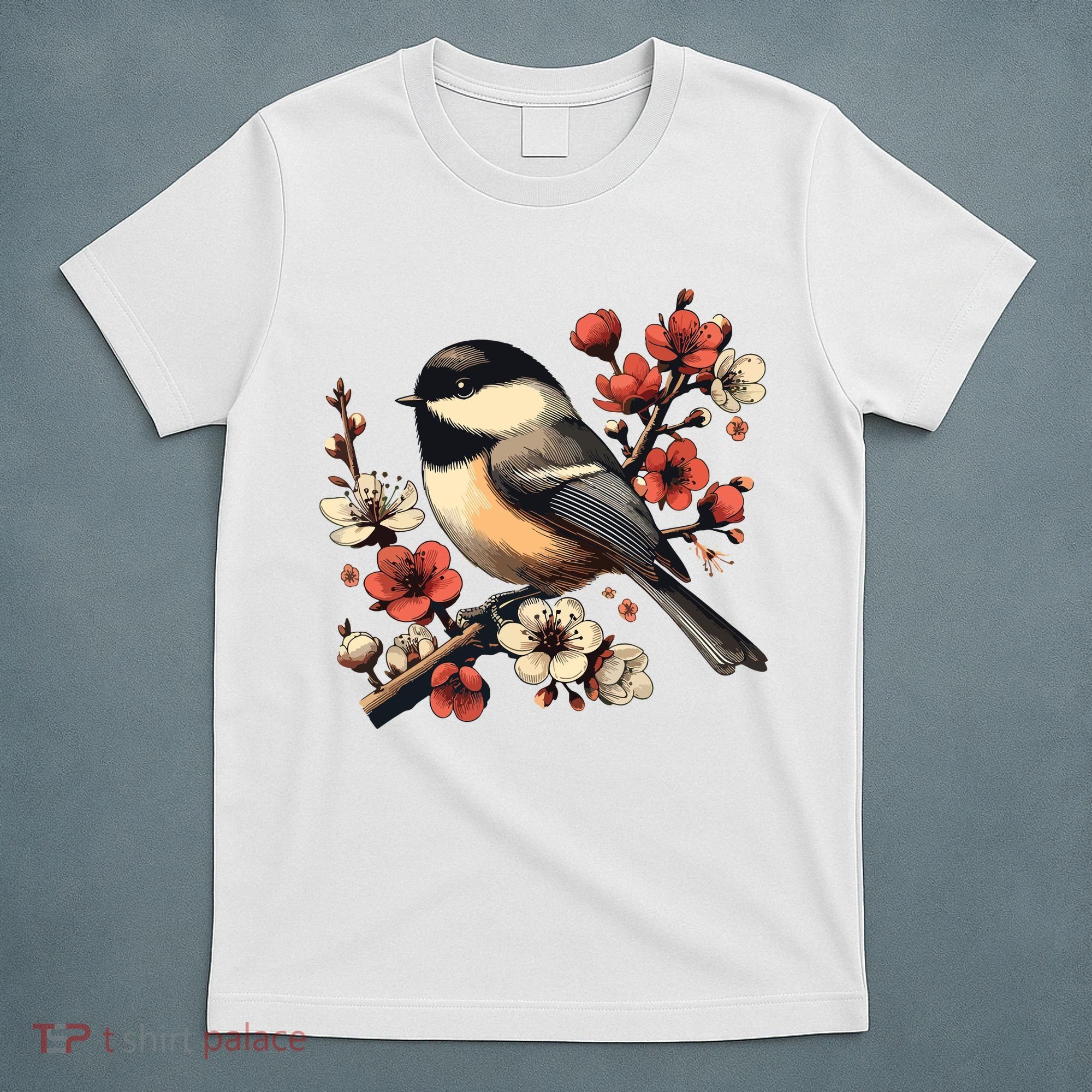 Bird Watching Nature Animal Vintage Blossom Chickadee T-Shirt