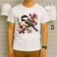 Bird Watching Nature Animal Vintage Blossom Chickadee T-Shirt thumb 6