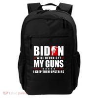 Biden Will Never Get My Guns I Keep Them Upstairs Funny Backpack thumb 0