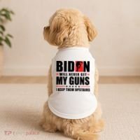 Biden Will Never Get My Guns I Keep Them Upstairs Funny Doggie Tank thumb 2
