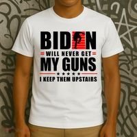 Biden Will Never Get My Guns I Keep Them Upstairs Funny T-Shirt thumb 3