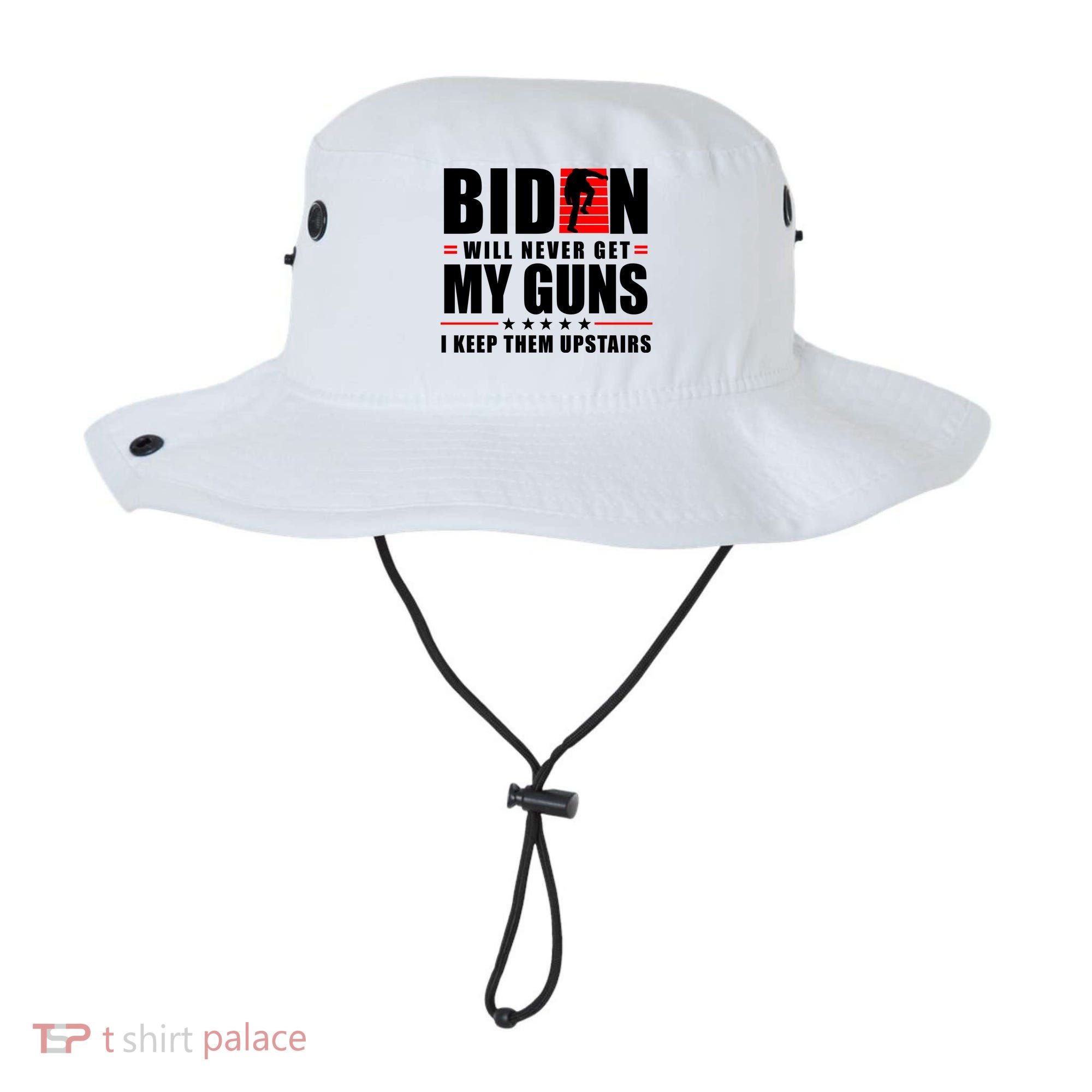 Biden Will Never Get My Guns I Keep Them Upstairs Funny Bucket Hat