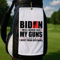 Biden Will Never Get My Guns I Keep Them Upstairs Funny Golf Towel thumb 2
