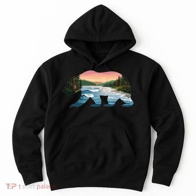Bear Wildlife Nature River National Park Sunset  Hoodie