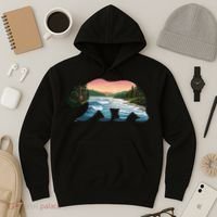 Bear Wildlife Nature River National Park Sunset  Hoodie thumb 3