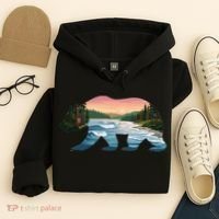 Bear Wildlife Nature River National Park Sunset  Hoodie thumb 4