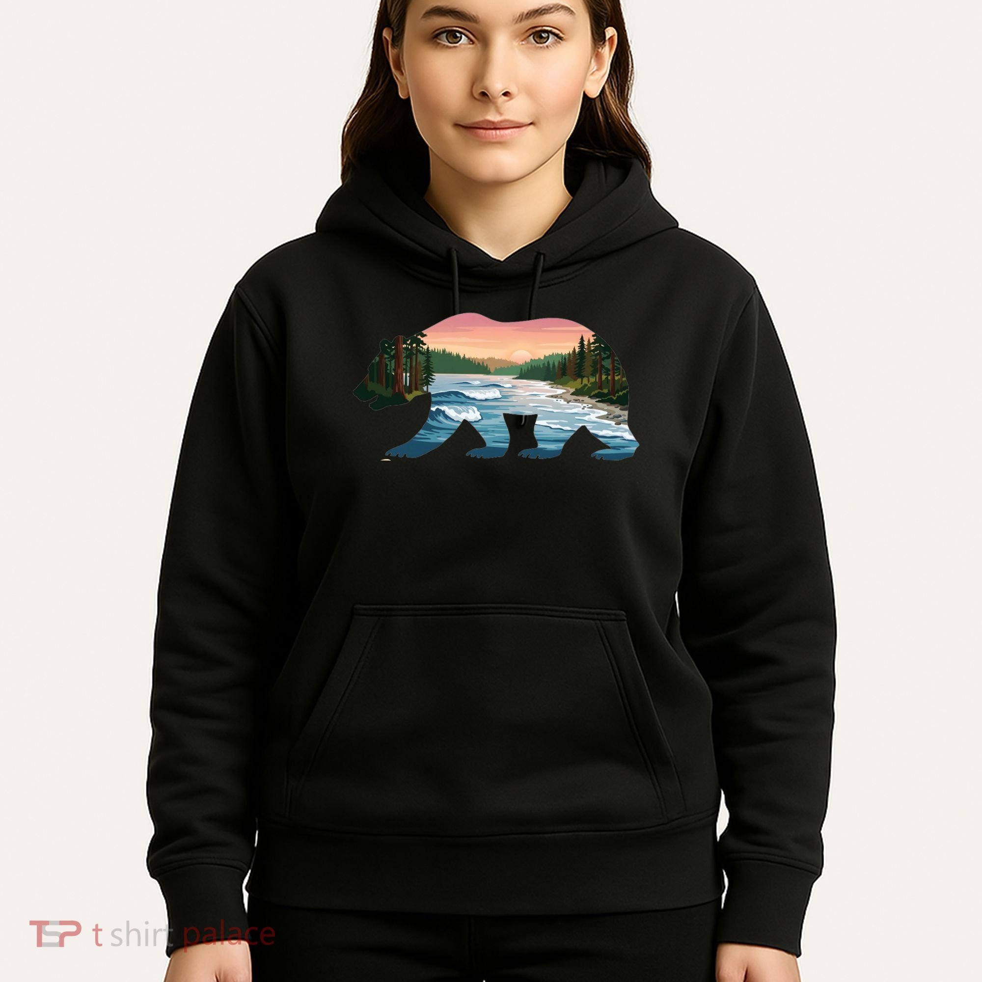 Bear Wildlife Nature River National Park Sunset  Hoodie