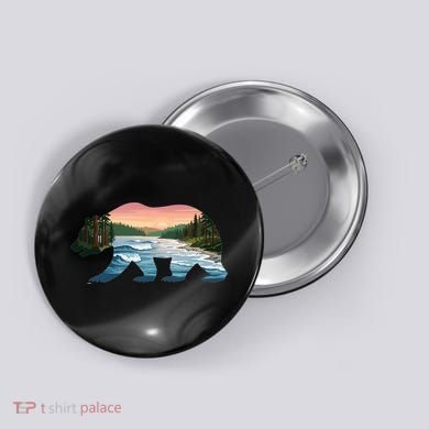 Bear Wildlife Nature River National Park Sunset  Button