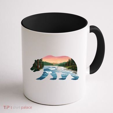 Bear Wildlife Nature River National Park Sunset  Coffee Mug back