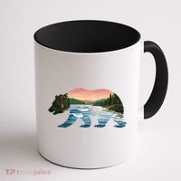 Bear Wildlife Nature River National Park Sunset  Coffee Mug thumb 1