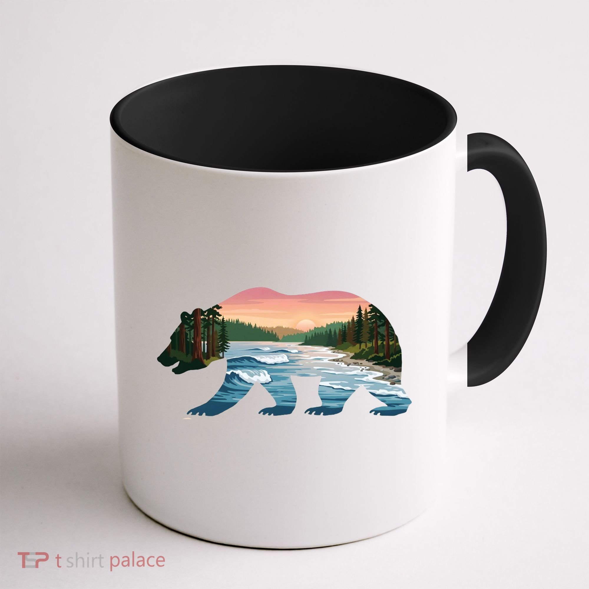 Bear Wildlife Nature River National Park Sunset  Coffee Mug