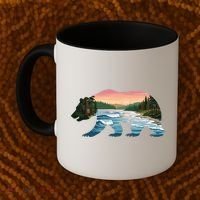 Bear Wildlife Nature River National Park Sunset  Coffee Mug thumb 2