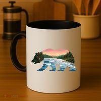 Bear Wildlife Nature River National Park Sunset  Coffee Mug thumb 4