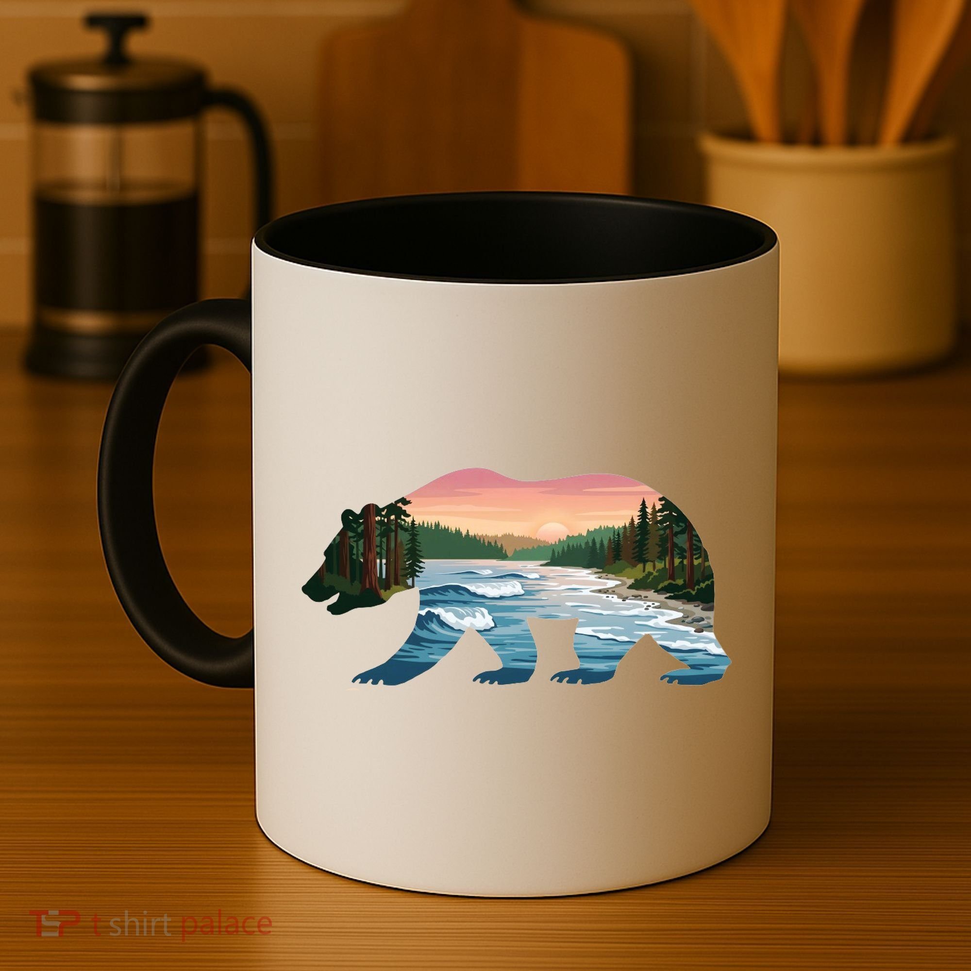 Bear Wildlife Nature River National Park Sunset  Coffee Mug
