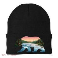 Bear Wildlife Nature River National Park Sunset  Beanie thumb 0