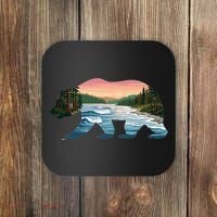 Bear Wildlife Nature River National Park Sunset  Coaster thumb 0