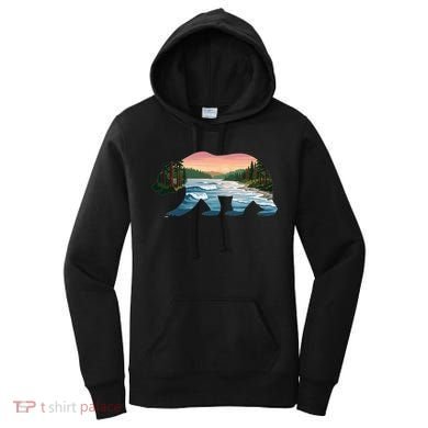 Bear Wildlife Nature River National Park Sunset  Women's Hoodie