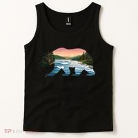 Bear Wildlife Nature River National Park Sunset  Tank Top thumb 2