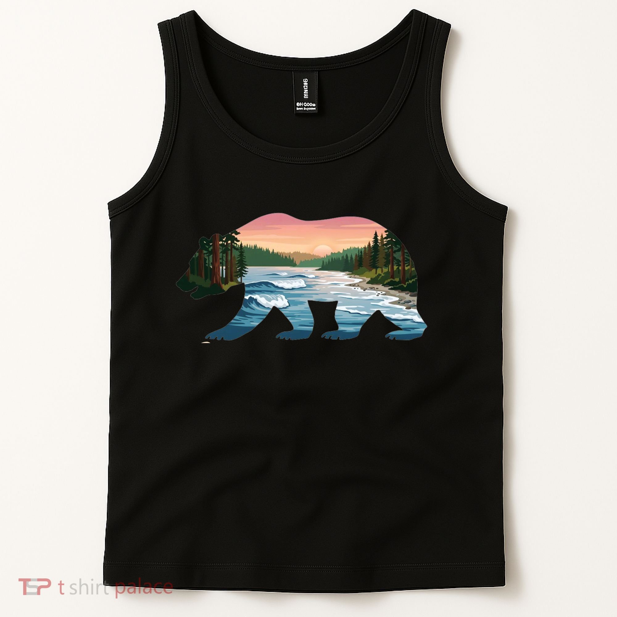 Bear Wildlife Nature River National Park Sunset  Tank Top