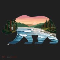 Bear Wildlife Nature River National Park Sunset  Golf Towel thumb 3