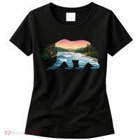 Bear Wildlife Nature River National Park Sunset  Women's T-Shirt thumb 0
