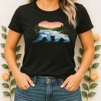 Bear Wildlife Nature River National Park Sunset  Women's T-Shirt thumb 2