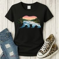 Bear Wildlife Nature River National Park Sunset  Women's T-Shirt thumb 3