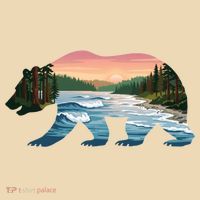 Bear Wildlife Nature River National Park Sunset  Doggie Tank thumb 4