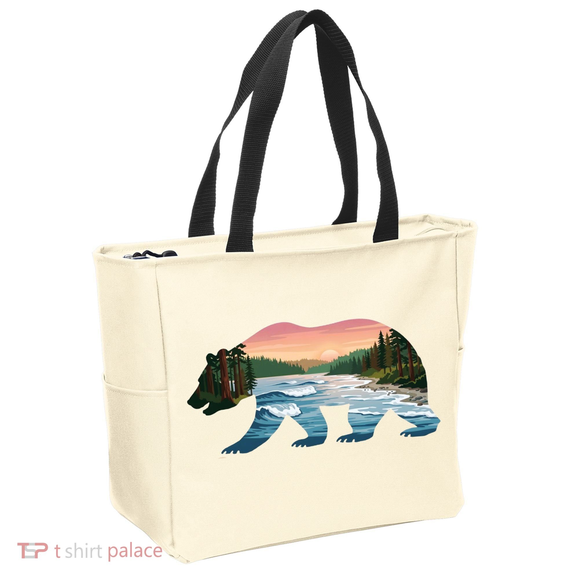 Bear Wildlife Nature River National Park Sunset  Tote Bag