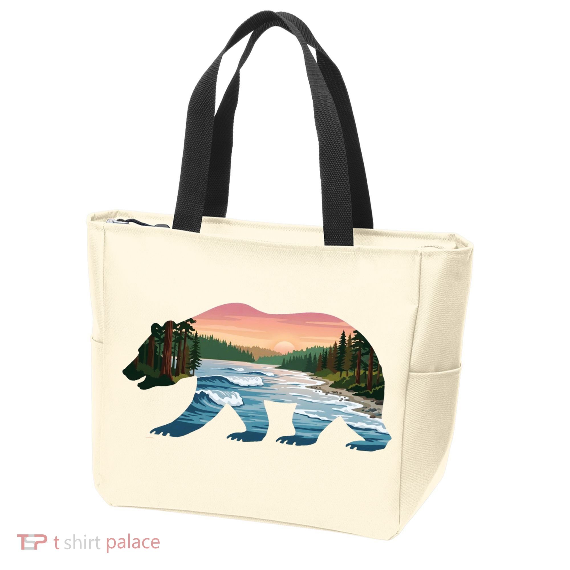 Bear Wildlife Nature River National Park Sunset  Tote Bag