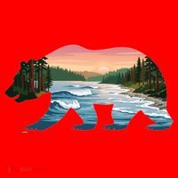 Bear Wildlife Nature River National Park Sunset  Santa Hat thumb 1