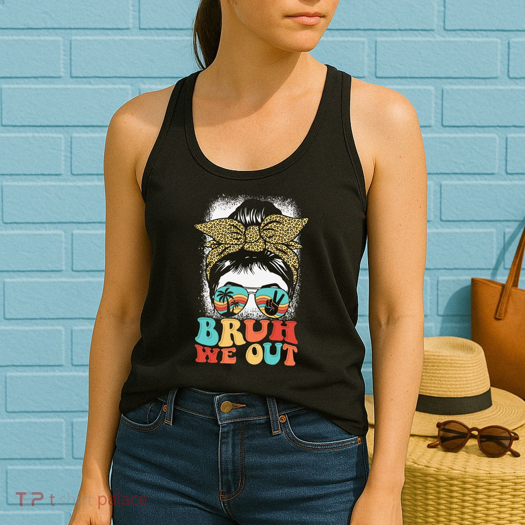 Bruh We Out Coquette Bow Happy Last Day Of School Summer Women's Tank Top