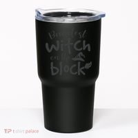 Baddest Witch On The Block Halloween Quote Tumbler thumb 0