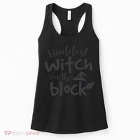Baddest Witch On The Block Halloween Quote Women's Tank Top thumb 0