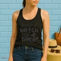 Baddest Witch On The Block Halloween Quote Women's Tank Top thumb 2