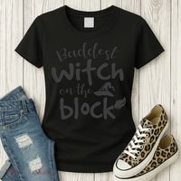 Baddest Witch On The Block Halloween Quote Women's T-Shirt thumb 3