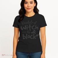 Baddest Witch On The Block Halloween Quote Women's T-Shirt thumb 4