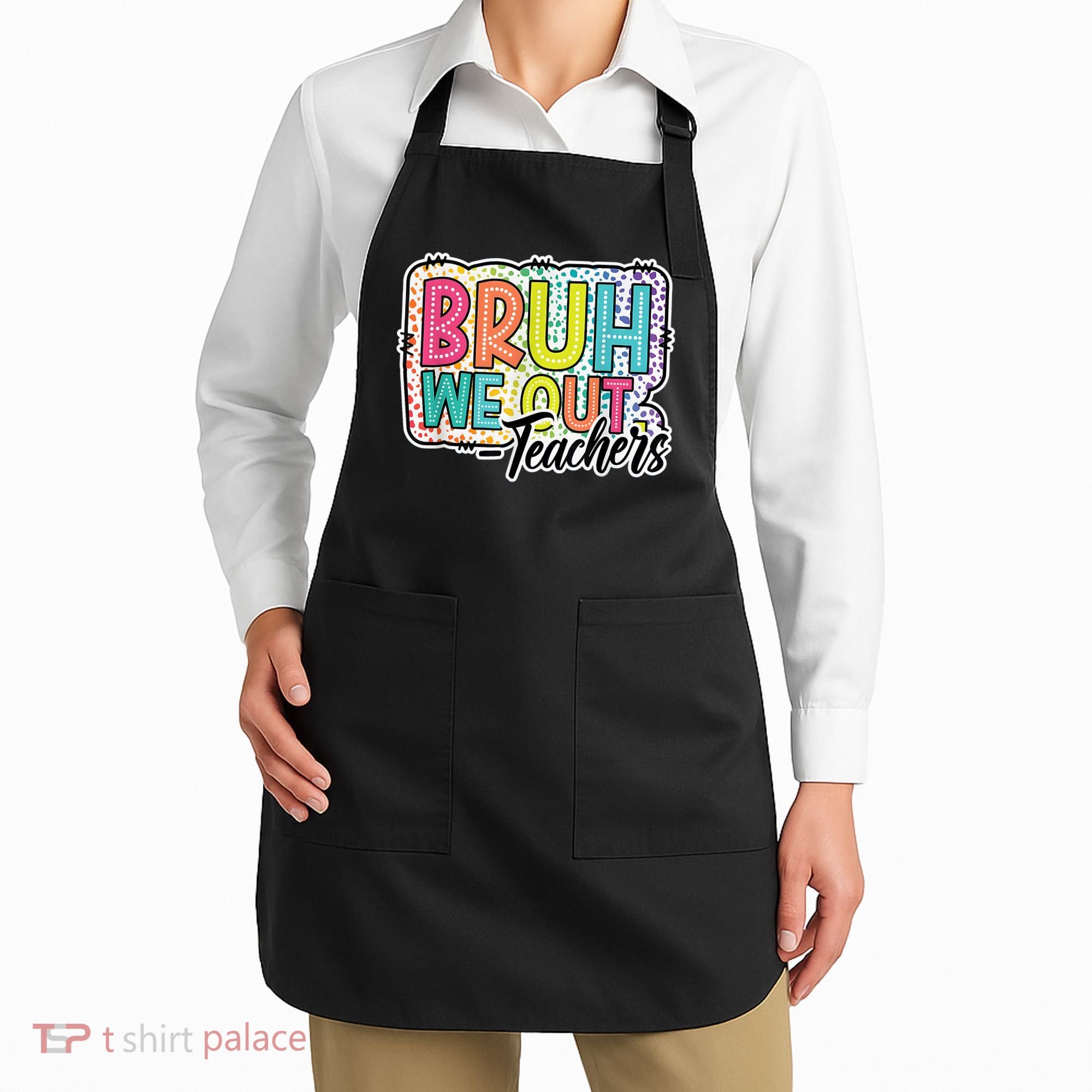 Bruh We Out Teachers Cute End Of School Year Summer Groovy Apron