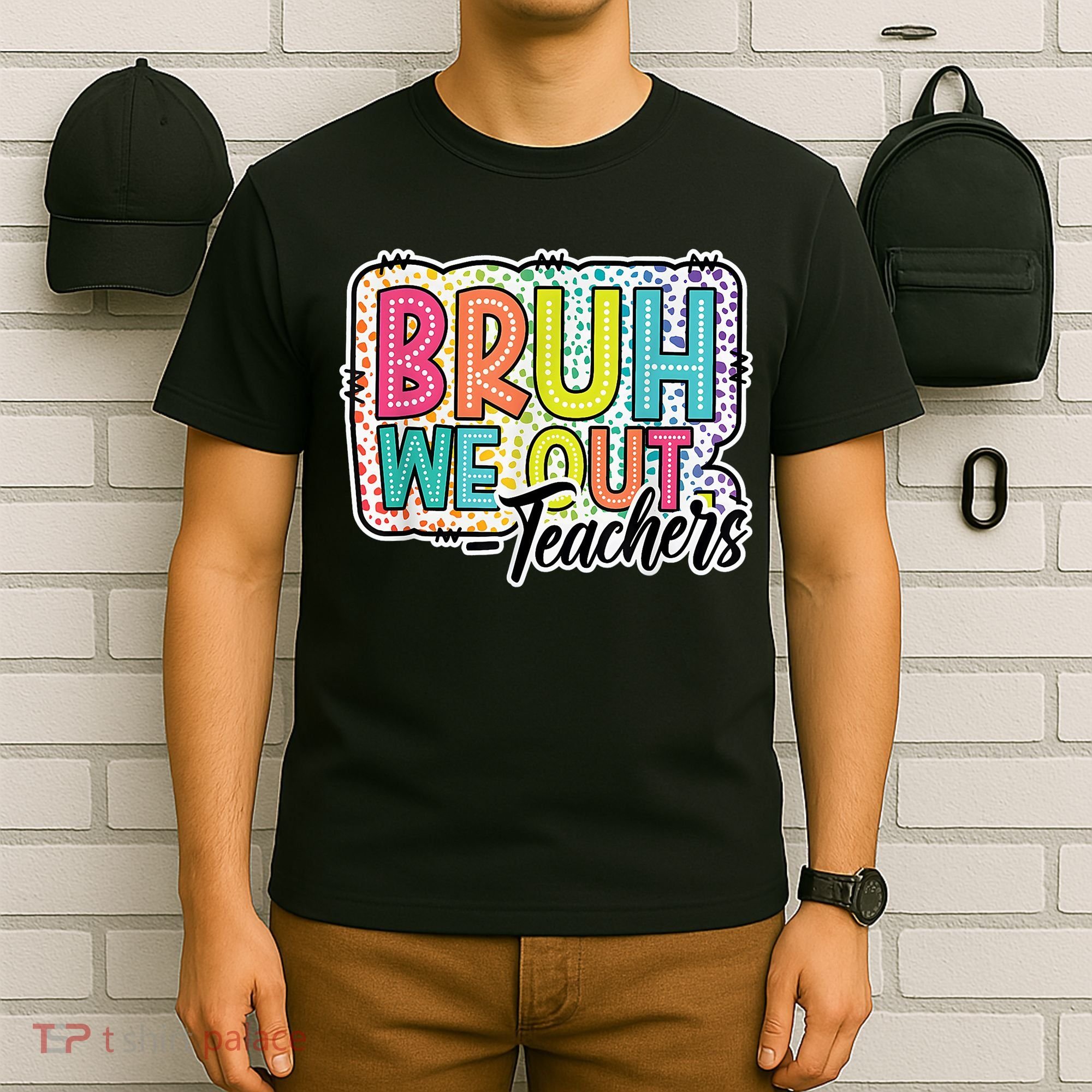 Bruh We Out Teachers Cute End Of School Year Summer Groovy T-Shirt