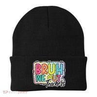 Bruh We Out Teachers Cute End Of School Year Summer Groovy Beanie thumb 0