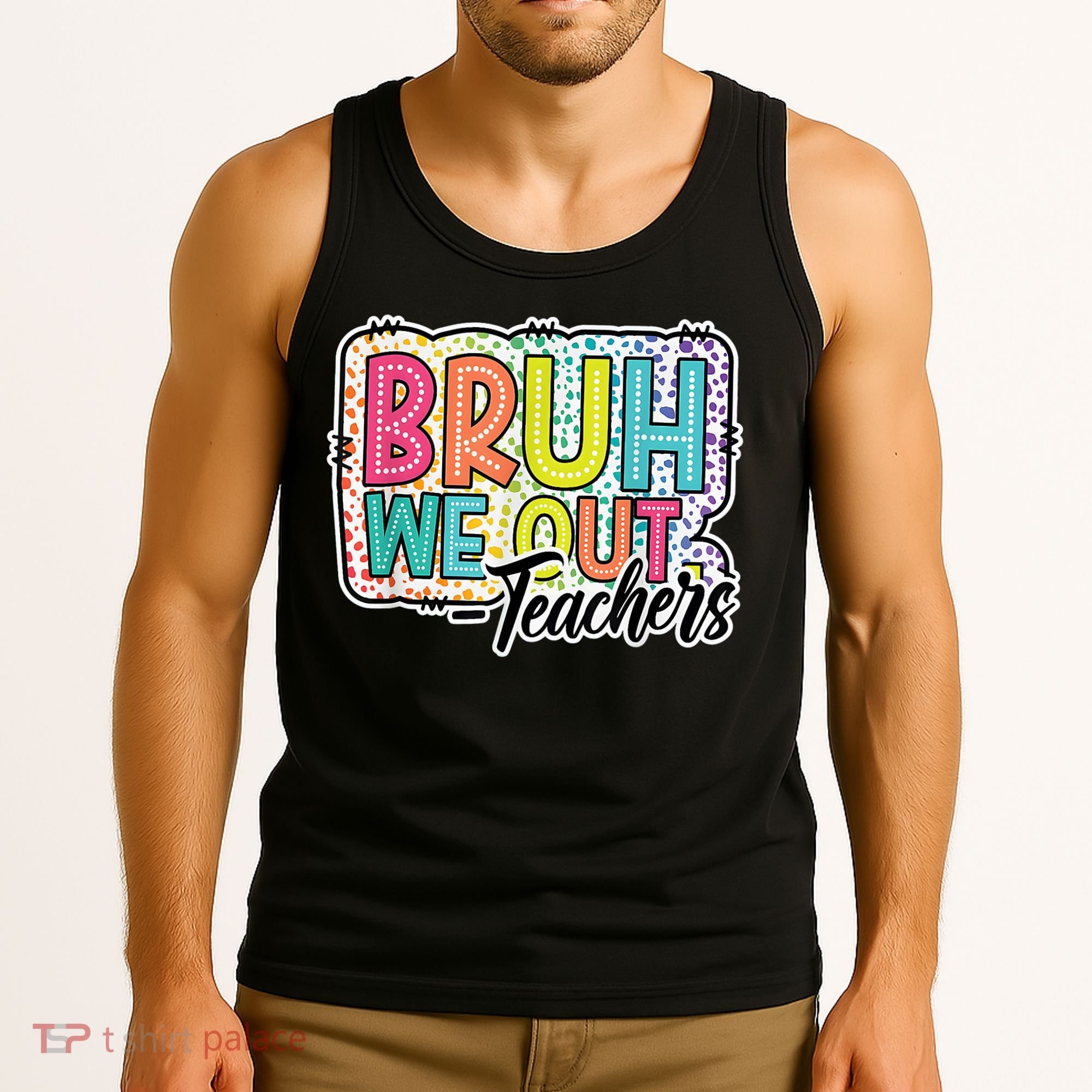Bruh We Out Teachers Cute End Of School Year Summer Groovy Tank Top
