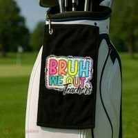Bruh We Out Teachers Cute End Of School Year Summer Groovy Golf Towel thumb 2