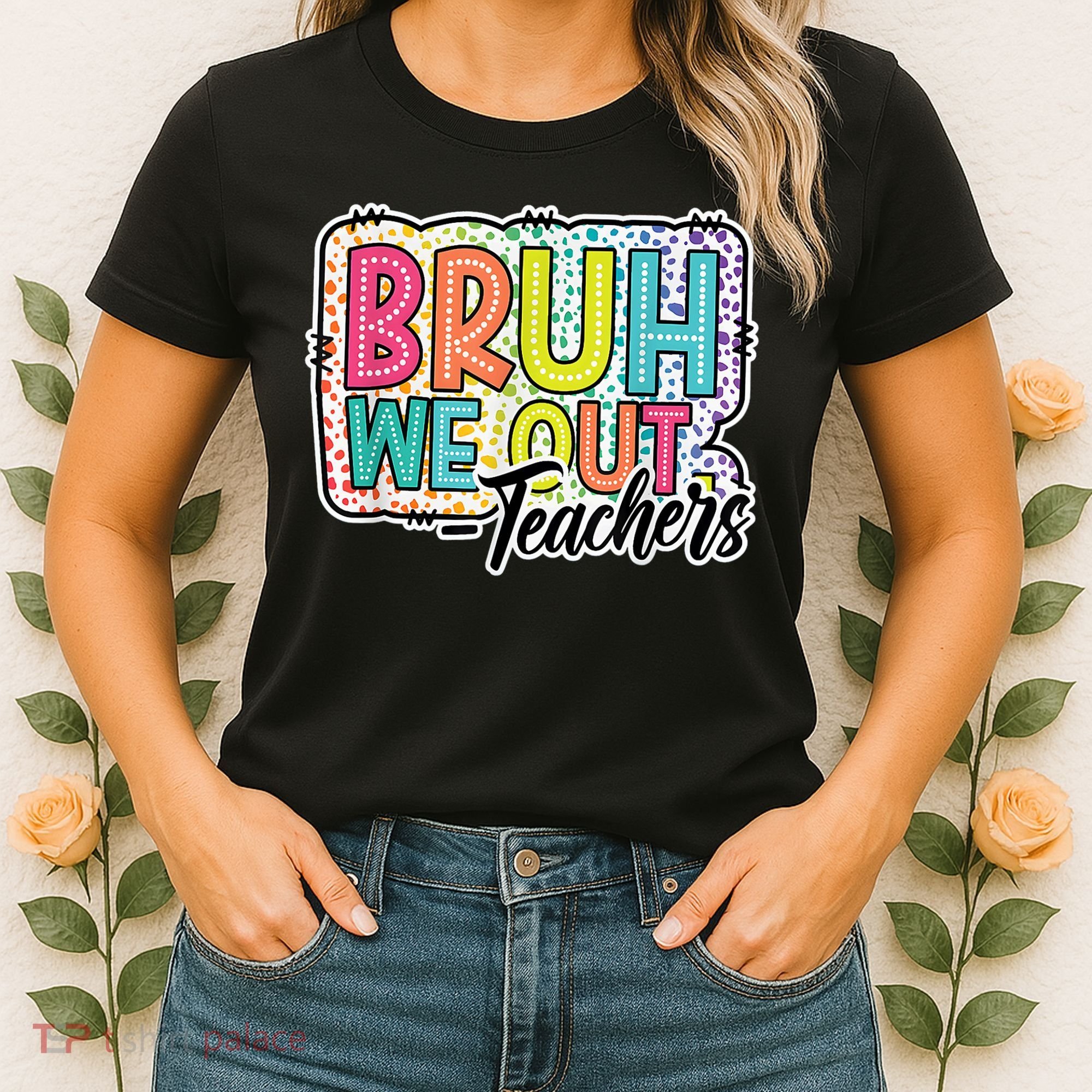 Bruh We Out Teachers Cute End Of School Year Summer Groovy Women's T-Shirt