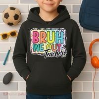 Bruh We Out Teachers Cute End Of School Year Summer Groovy Kids Hoodie thumb 2